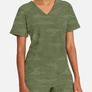 Healing Hands Camouflage Green V-Neck Women's Tee